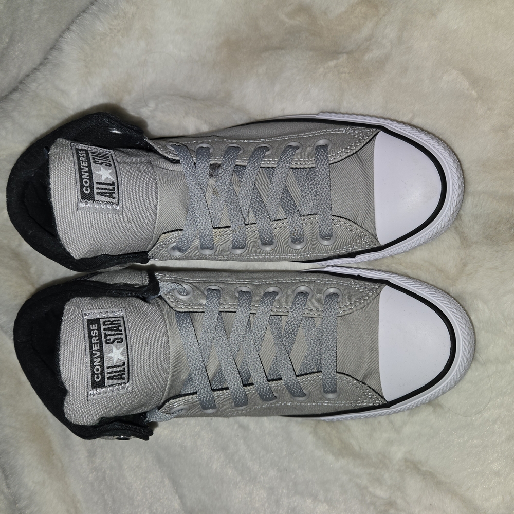 Converse Womens Gray Mid-Top Sneakers